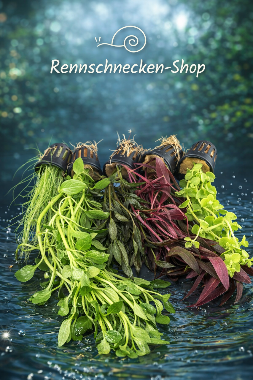 bunter mix aus unterschiedlichen Wasserpflanzen für süßwasser Aquarien als Produkt Foto