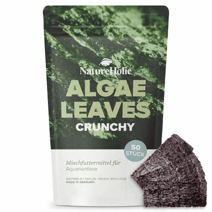 NatureHolic AlgaeLeaves – 50 natürliche Algenblätter für Garnelen, Schnecken und Zierfische