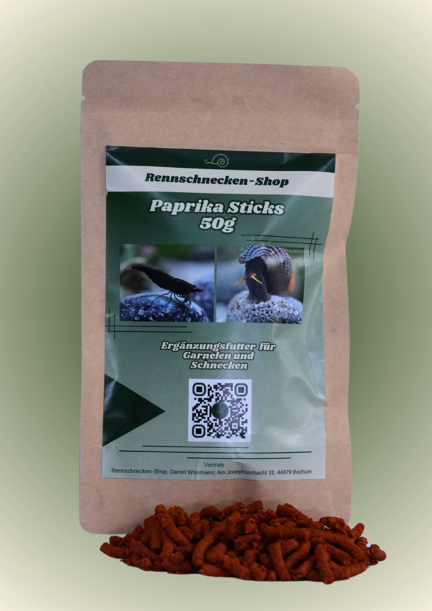 50 Gramm Tüte Paprika Sicks für Garnelen im Süßwasseraquarium  Produktbild