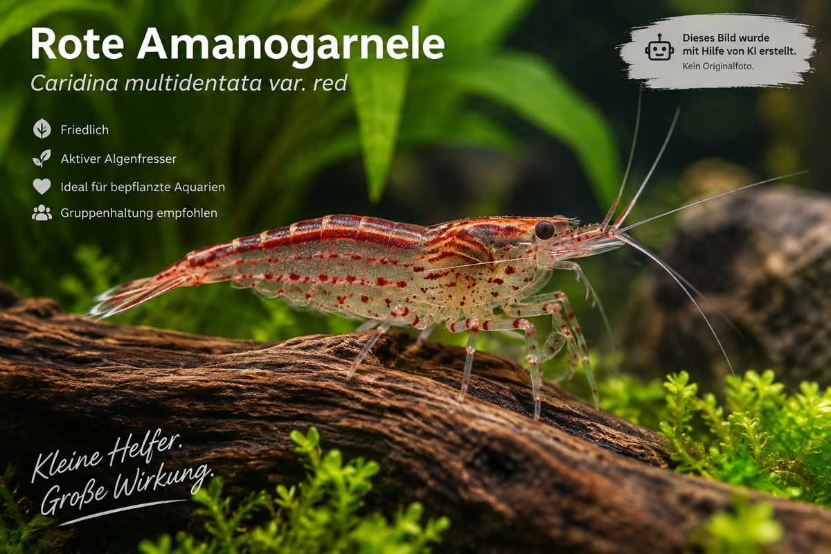 Rote Amanogarnele kaufen | Caridina multidentata Größe M