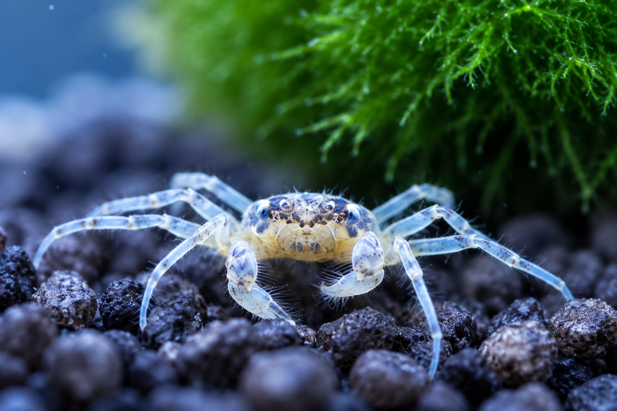 Microkrabbe – Limnopilos naiyanetri | Winzige Süßwasserkrabbe