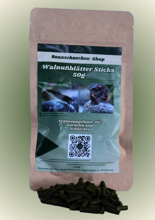Walnussblätter Sticks 50 Gramm für Zwerggarnelen im Süßwasseraquarium 