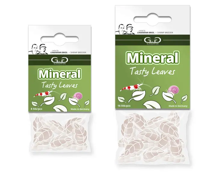 Glasgarten Mineral Tasty leave mineralienfutter für Zwerggarneln im form eines Blattes