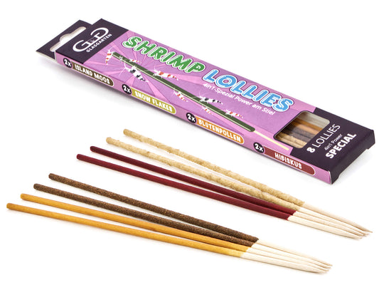 Schachtel mit 8 Garnelen Lollies von Glasgarten als Produktbild
