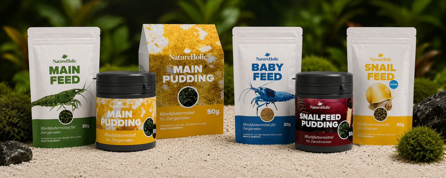 Nature Holic Garnelen Futter Pudding und Sticks für Süßwasser Garnelen und Schnecken